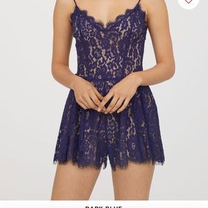 BNWT dark blue lace romper